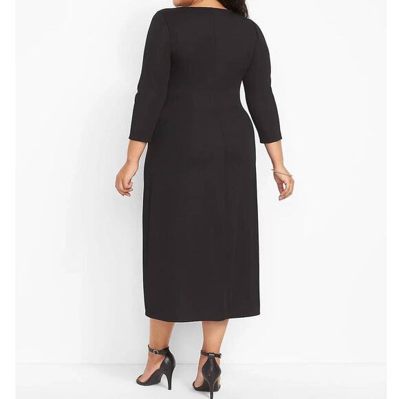 Lane Bryant Twist-Neck Ponte Sheath Black Dress Plus 14 NEW - Picture 2 of 12